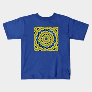 Peacock Feathers Mandala Kaleidoscope Abstract 1 Kids T-Shirt